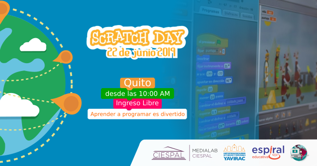MedialabCIESPAL's tweet photo. Ven y celebra el #ScratchDay2019 aprendiendo a programar, tendremos jornada de innovación educativa para profesores, talleres para niñas, niños y adolescentes.
Te esperamos este 22 de junio desde las 10h00, el ingreso es libre. https://t.co/Ez5dl6K2Bt