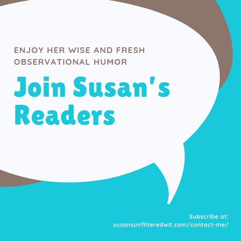 UnfilteredWit's tweet photo. Join Susan’s Readers! Enjoy her wise and fresh observational humor.
Subscribe at: https://t.co/RiwSTcL1xR
#unfilteredwit #blog #book #wit #overthehill #over60 #humor #observationalhumor #subscribe #humorblog #blogger #writer https://t.co/NIOUwZdWLS