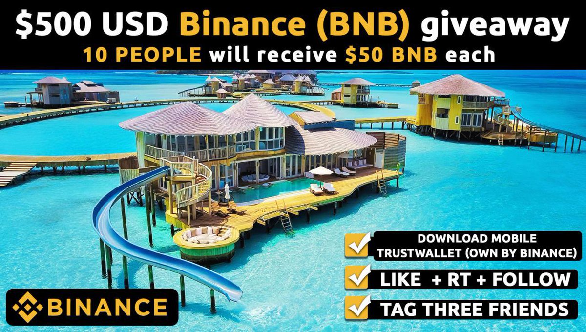 MustacheTommy's tweet image. $500 USD $BNB GIVEAWAY! 🔥🔥🔥
Deadline:  June 10th

10 winners will be selected for $50 $BNB each

All tokens being traded on Binance Dex will need to use $BNB as gas money. #BNB

1) Like + Follow + Retweet
2) Tag 3 friends in comment
3) Download TrustWallet (own by Binance)