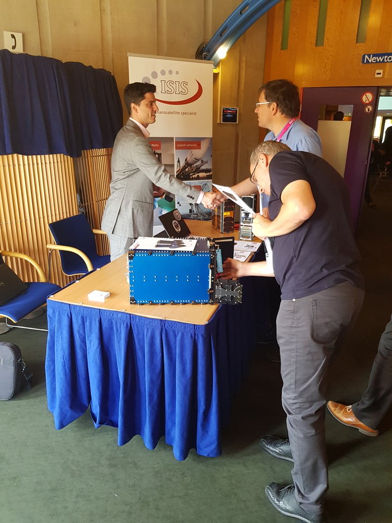 isis_space's tweet photo. Day 1 at the 4th ESA CubeSat Industry Days at ESTEC. If you are joining, stop by our booth for a chat! #booth13 https://t.co/qDFTjxWfa4