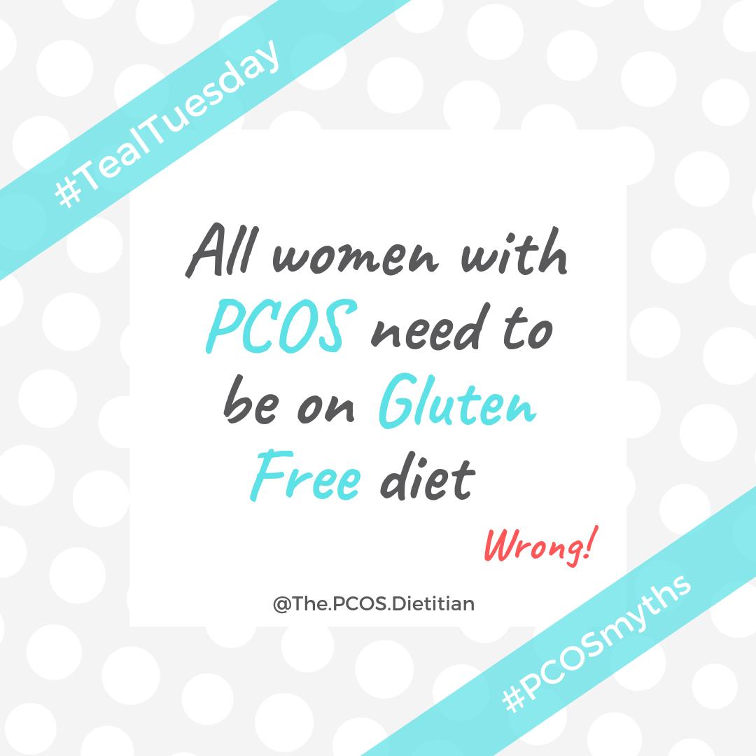McKittrickRD's tweet image. Myth: All women with PCOS need to avoid gluten. If you feel better avoiding it, then avoid it. But there is no evidence that gluten worsens #PCOS or causes inflammation - unless you have a gluten sensitivity! #TealTuesday #PCOSmyth