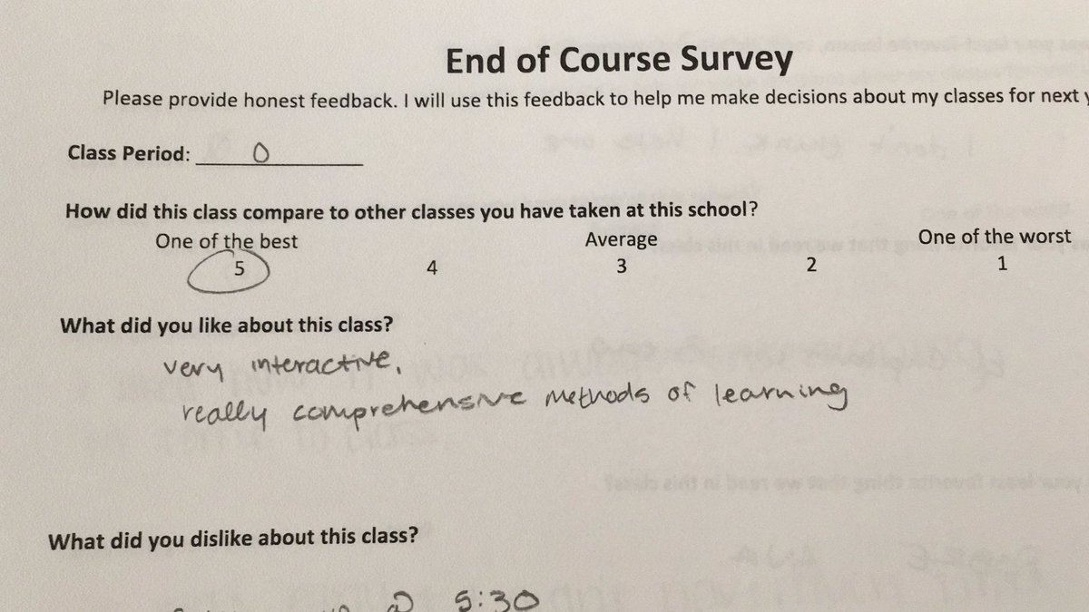 senoracroak's tweet photo. End of the year reflections done anonymously by students. Love getting positive feedback!!! https://t.co/bbeLgL7kEy