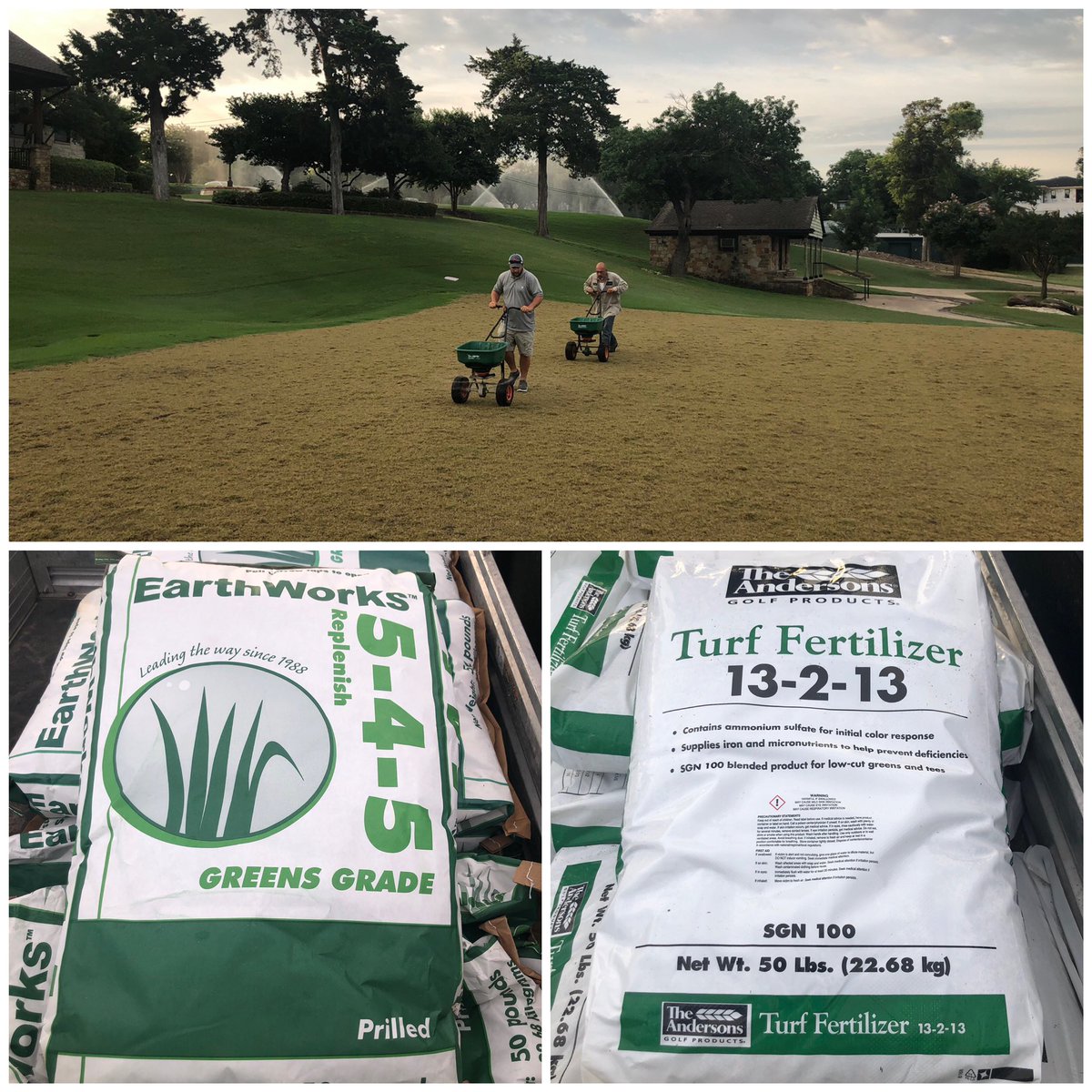 1 week since sprigs hit the ground.....grass is rooting, making new leaves, and gaining color daily! Time to start pounding fertilizer 😎 #45daystillopen