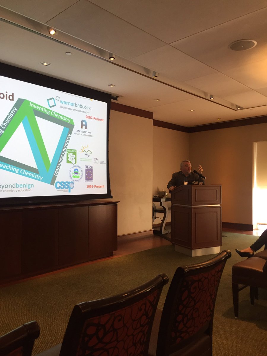 DRBoverhof's tweet photo. Talking green and sustainable technology with @JohnWarnerOrg at ACS CERM! @beyondbenign @mary_draves @euniceheath5 https://t.co/qoD74yv7rw