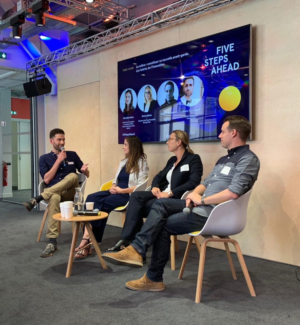 Le mode studio pour l’exploration de nouvelles opportunités couplée à de l’exécution pour créer de la valeur 💫 Avec <a href="/maipopcz/">Alexis Czornomaz</a> <a href="/GeraldineGion/">Géraldine Gion</a> <a href="/ioub/">Hubert Riondel</a> et Anne Laliron #5StepsAhead <a href="/MAIFStartUpClub/">MAIFStartupClub</a>