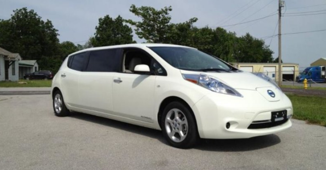 sullivanlimos's tweet photo. This is probably the first all electric limo. Odd that they did it with an Nissan Leaf, would have thought a tesla would be the first: https://t.co/CAvzoLatR6 #electric #environment #limo #limousineservice https://t.co/iy9VeCAphl
