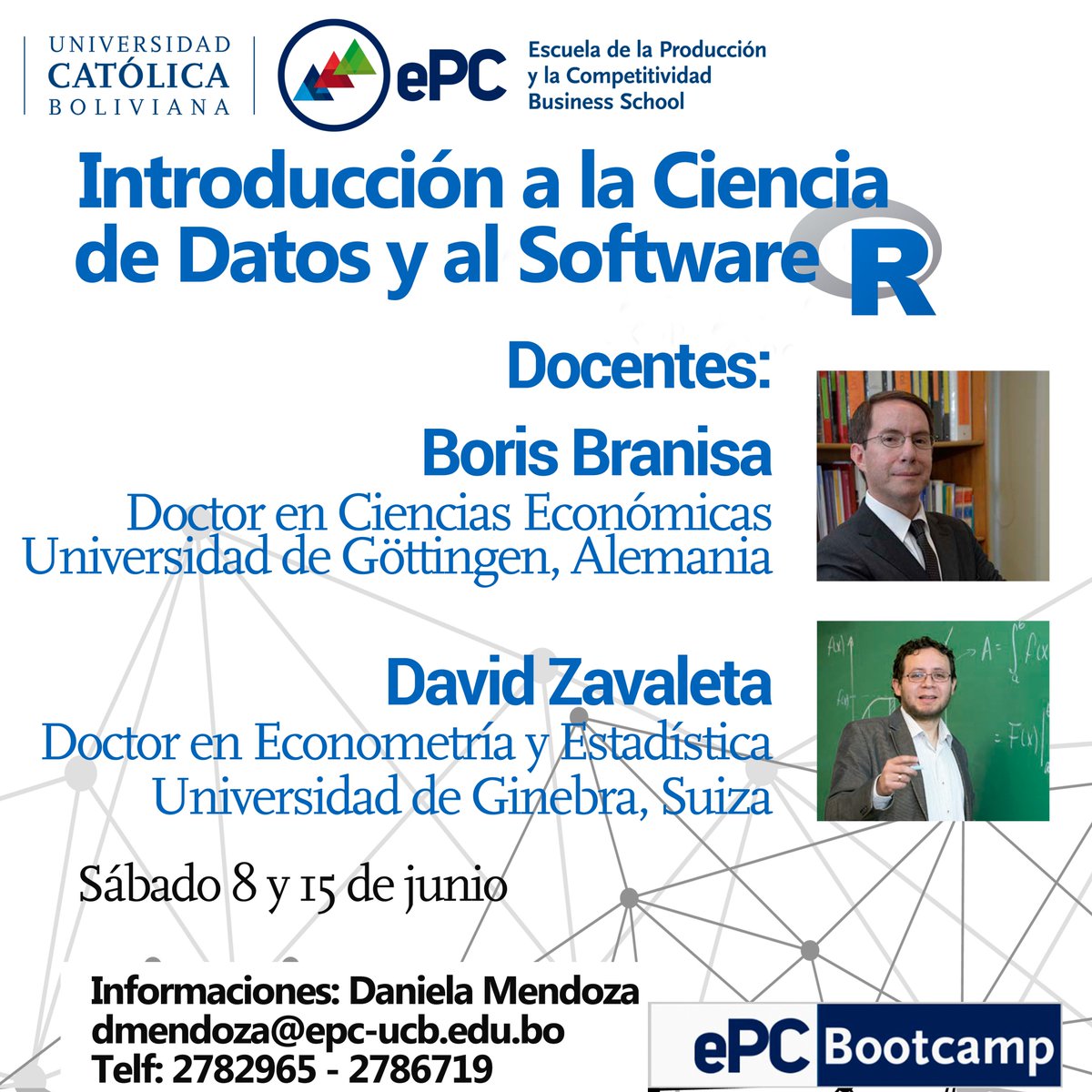 ePC_UCB's tweet photo. ¿Quieres tomar mejores decisiones?
Ven al Primer Bootcamp
“Introducción a la Ciencia de Datos y al Software R”
#ePCBootcamps
Sábado 8 y 15 de junio
¡Plazas son limitadas!
Regístrate en el siguiente link:
https://t.co/eC8nKDCzo2
O contáctanos:
Telf: 2782965 – 2786719 https://t.co/5i0n2bza2U
