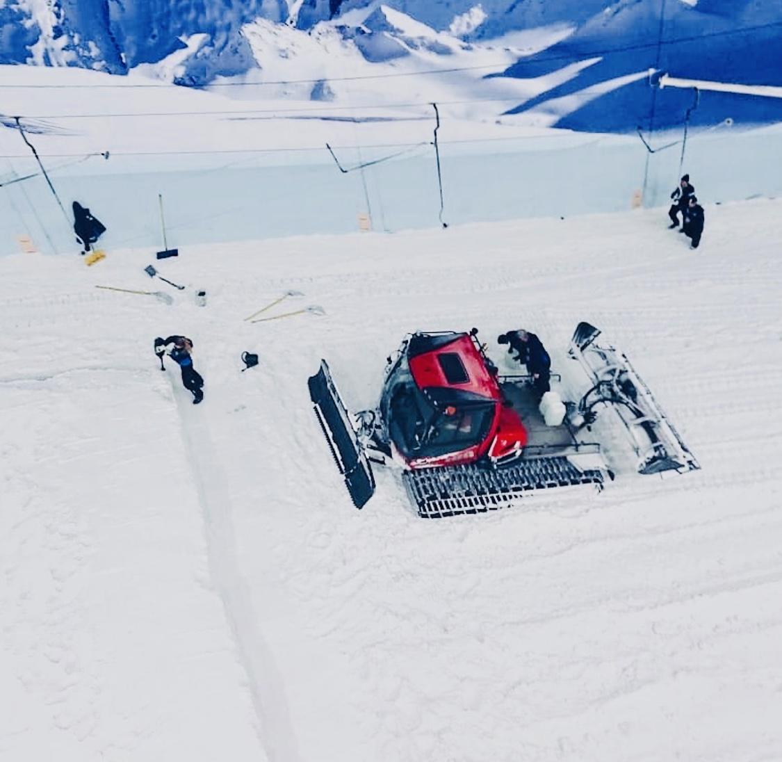 EventsChill's tweet photo. Great view from our gantry of the Ambition Race Team working with our #pistenbully to build their drop down for last weeks race event. @AmbitionRacing https://t.co/5FnPLgtiN6