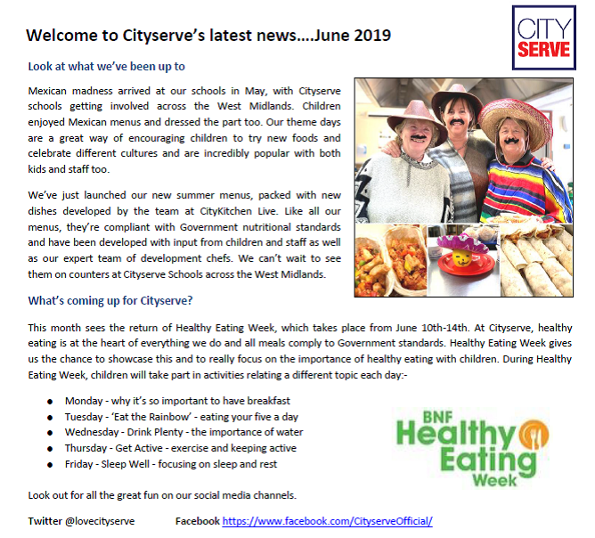 LoveCityserve's tweet photo. Welcome to Cityserve’s latest news….June 2019 #allaboutthekids #goodfoodgoodmood #educationcatering #multiawardwinning https://t.co/VhInd6XF1G