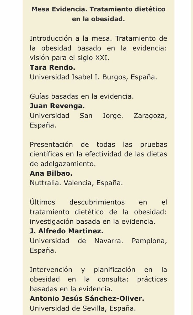 ¿Nos vemos en Pamplona? Hablaremos del tratamiento dietético en la #obesidad con rigor y #evidencia! Y con grandes profesionales como Juan <a href="/juan_revenga/">Juan Revenga</a> y Ana <a href="/Nuttralia/">Nuttralia</a> #IberoNutricion10 #AIBAN2019
aibanpamplona2019.com
<a href="/EvidNutrition/">Evidencia Nutrición</a> <a href="/aedninforma/">La Academia</a> <a href="/CGCODN_Oficial/">Consejo General Colegios Oficiales D-N</a>
