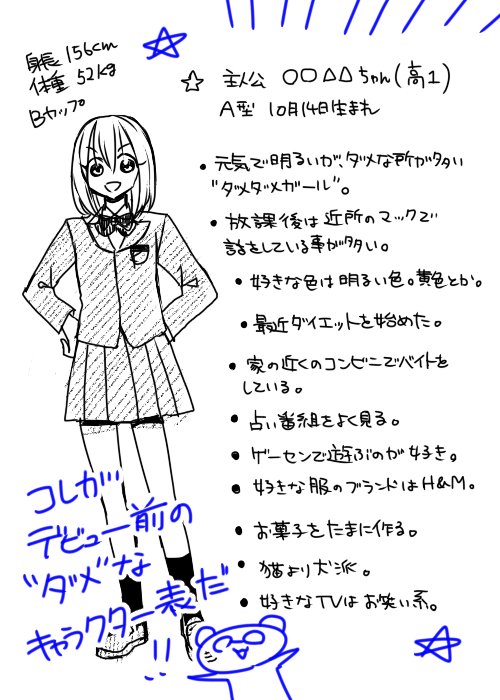 くまき絵里 A Twitteren 私がデビュー前 鬼の担当さんにキャラクター表 を見せても ボツ を一年間食らい続け プロットにさえいけなかった原因になった 当時の私のダメな キャラクター表