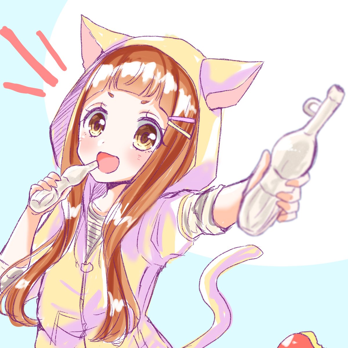市原仁奈 「パピコはんぶんこしてくれる仁奈ちゃん(*'ω`*) 」|りの🐣きららキャラットにてゲスト掲載中のイラスト