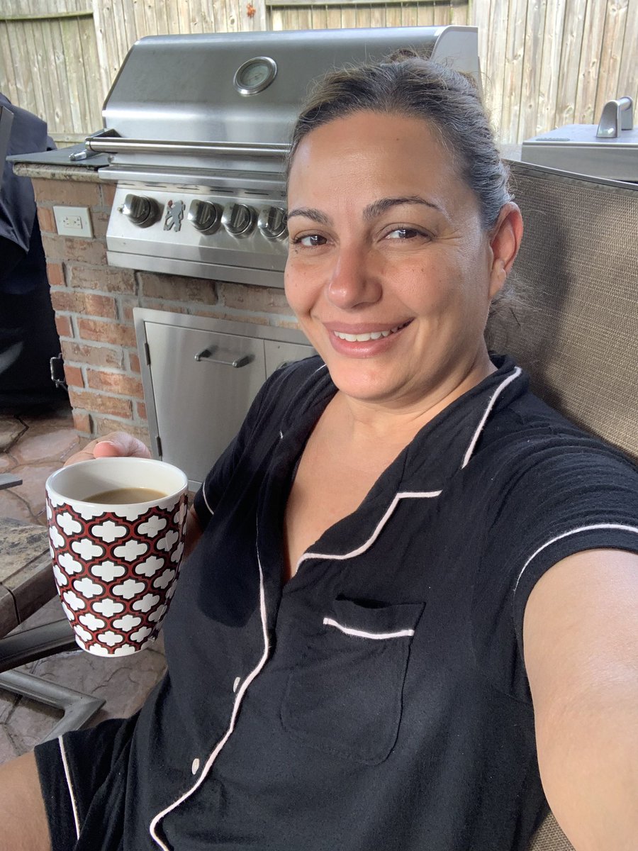 Nothing better than enjoying my morning coffee in the patio in my PJs. #TWEHowl #SummerFun #pjselfie