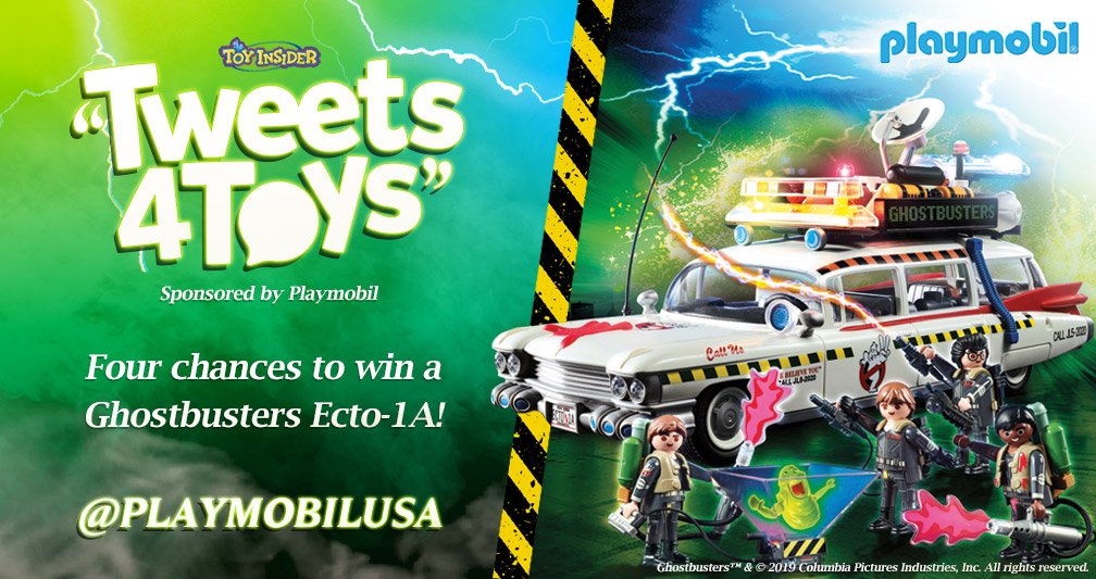 TheToyInsider's tweet photo. RT &amp; follow @PlaymobilUSA to enter to #win a Ghostbusters Ecto-1A play set from Playmobil! #PLAYMOBILGB2019 #tweets4toys #giveaway #free https://t.co/HDrnZLqkPa