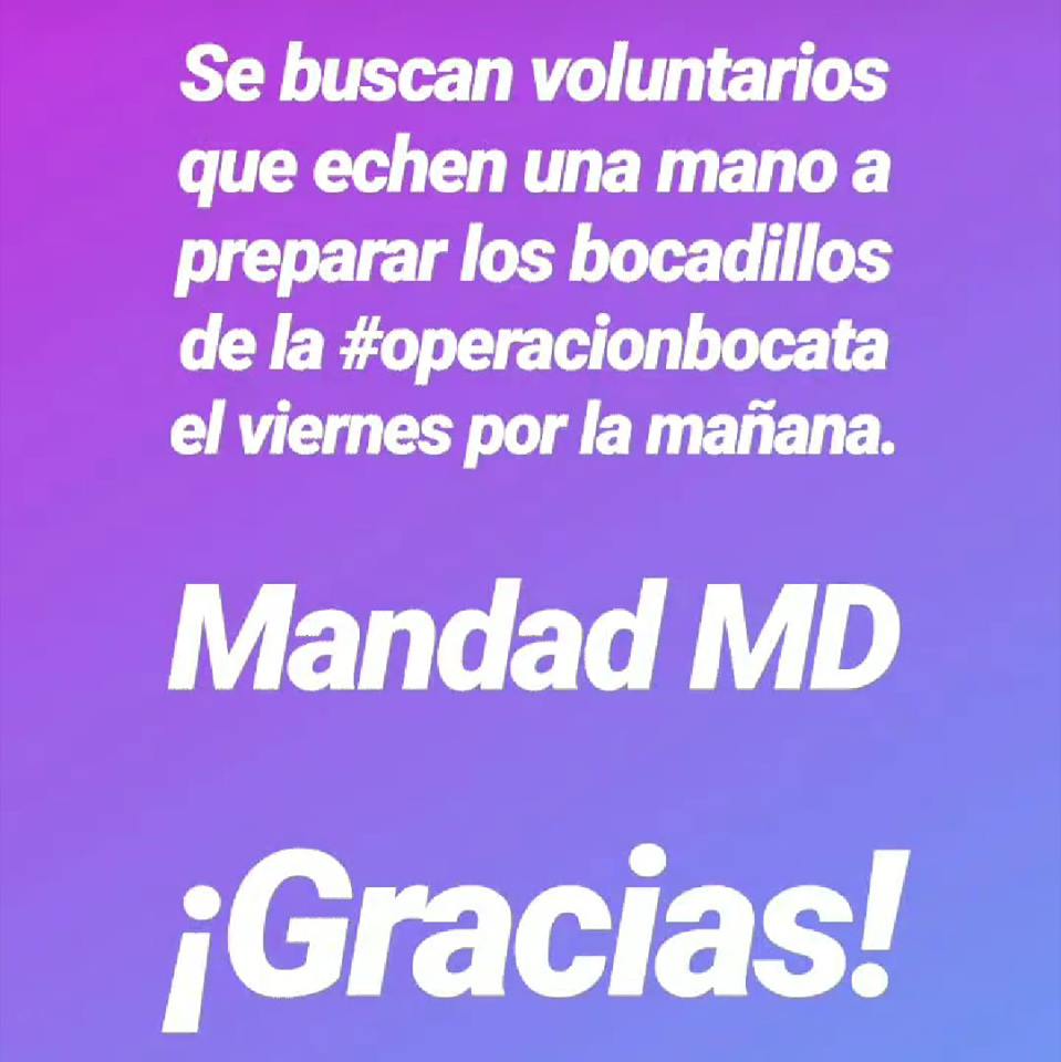 OpBocataAB's tweet photo. Se buscan voluntarios que echen una mano a preparar los bocadillos de la #OperacionBocata este viernes por la mañana.

Interesados, mandadnos un MD.

¡Gracias! https://t.co/vz9j1w4p8t