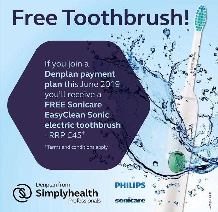 CourtyardCardif's tweet photo. Join one of our Denplan payment plans this June and you will revive a FREE Sonicare EasyClean Sonic Electric Toothbrush which is worth £45! 

For more information or to book an assessment please call  our lovely reception team on 02920 576 577

#SimplyHealth #freebies #toothbrush https://t.co/2swkQNBKBM