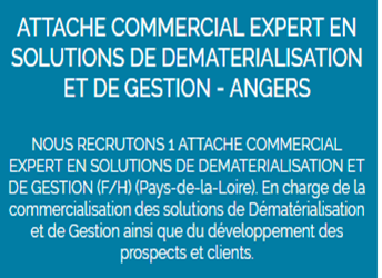 CPROOUEST's tweet photo. FOCUS EMPLOI : 
Pour ses divisions Impression-Solutions/Informatique, C'PRO OUEST recrute :

1 ATTACHE COMMERCIAL EXPERT EN SOLUTIONS DE DEMATERIALISATION ET DE GESTION (H/F) - CDI
(Angers - secteur Pays-de-la-Loire)

https://t.co/Xk3EJzxIh7 https://t.co/lYSmBG1bdU