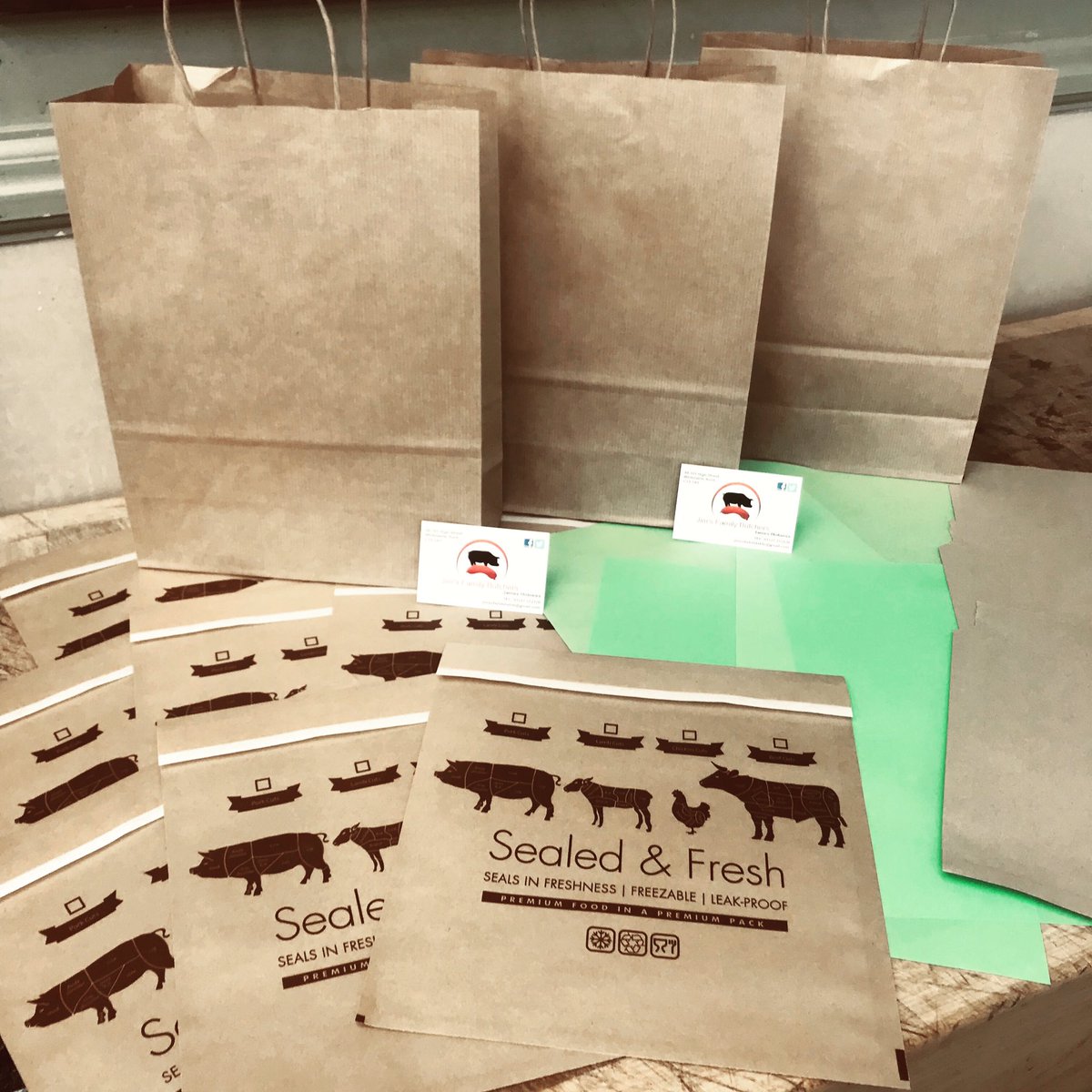 JimsButchers's tweet photo. #plasticfree I’m trying to do my bit, Now using #sealable #freezable #paperbags for your #meat 🐷🐑🐮 help us to our bit by asking for your meat 🥩 in paper!? https://t.co/aGf8jEiCtv
