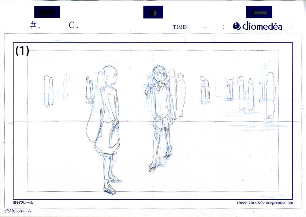 自分がよくやるレイアウトの描き方(街中とか、人と構造物を絡めて描く場合)
1.とりあえず人(棒人間で良い)を置く ※フィーリング優先で
2.人の周りに構造物を置く(柱や扉、天井等)※この時、人物の身長から逆算して、構造物の大きさをチャンと現実に即して描く。これが大事
3.周り埋める 