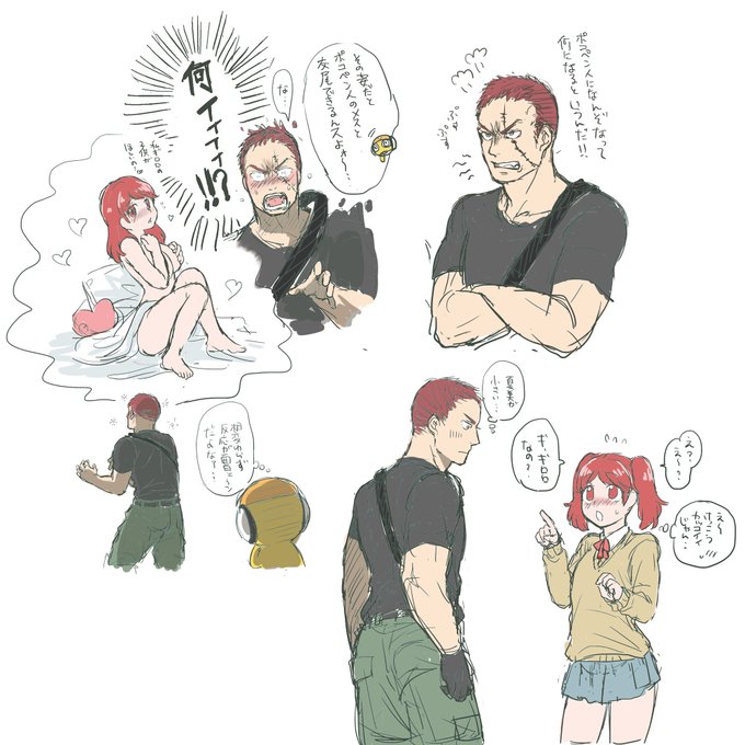 ギロ夏(※擬人化)落書きしました。趣味に走りすぎた気がするけどまあええやろ 