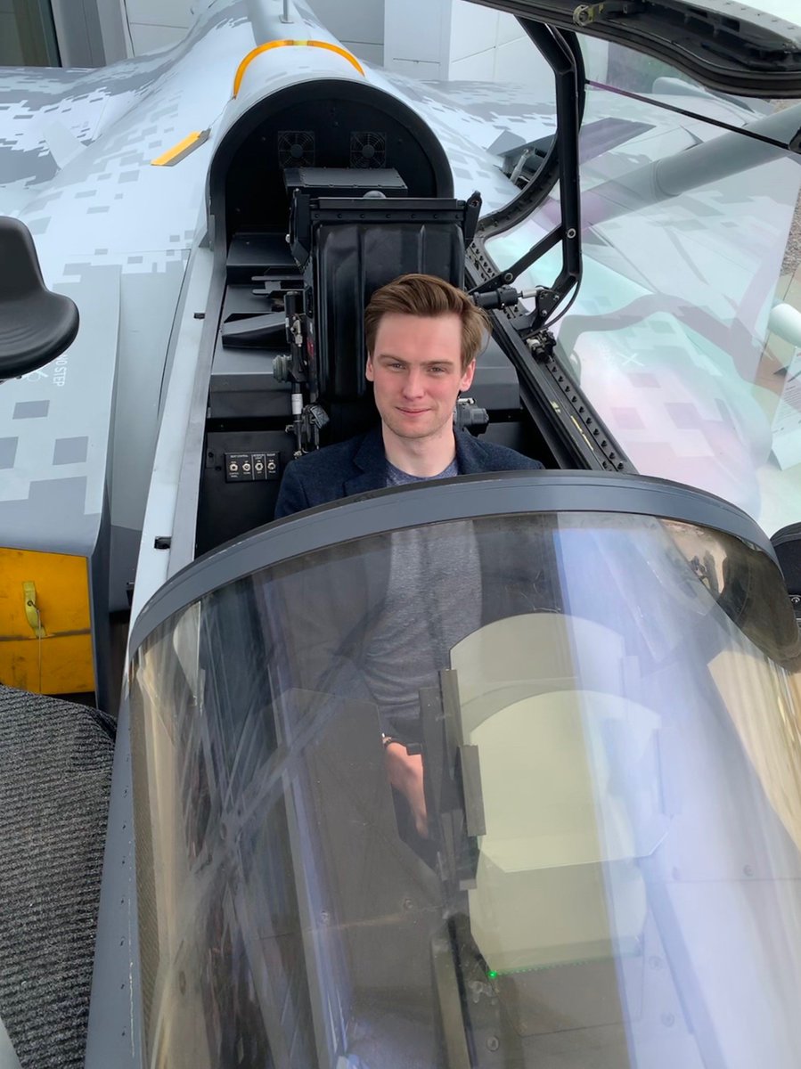 MDKPC's tweet photo. Our very own Simon Sigler enjoyed his time in a Saab Gripen fighter jet at an event run by @CadsiCanada last week! #cansec2019 #heisafighter ✈️💪 https://t.co/yedjLU2Sql