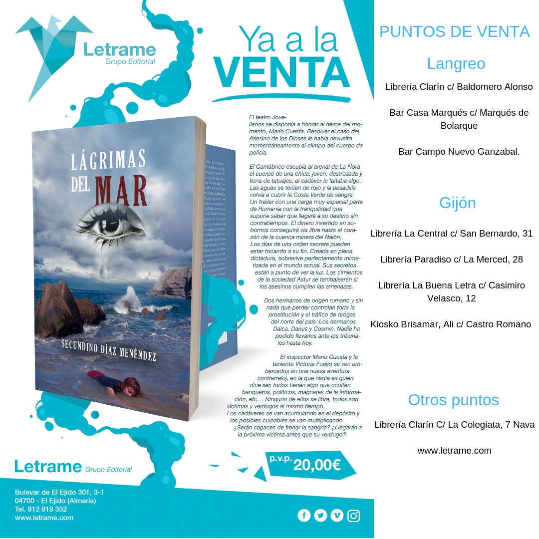 El segundo libro de nuestro secretario, Lágrimas del Mar ya está a la venta. Todo el mes de Junio en el bar del Ganzabal, además de los otros puntos de venta. Gracias