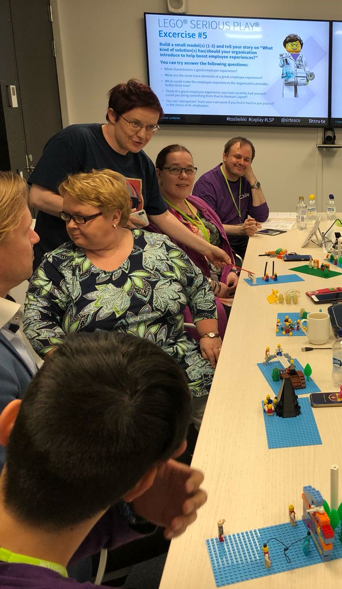 cxpafinland's tweet photo. One group is thinking of new ideas for making work experience better. I loved the creative stories behind all lego structures!

#CXPAFinland #CXPA #Elisa #AsemanLapset #CXPASuomi #CXPAHack #CXPAHackathon https://t.co/SIjQJIjDJI