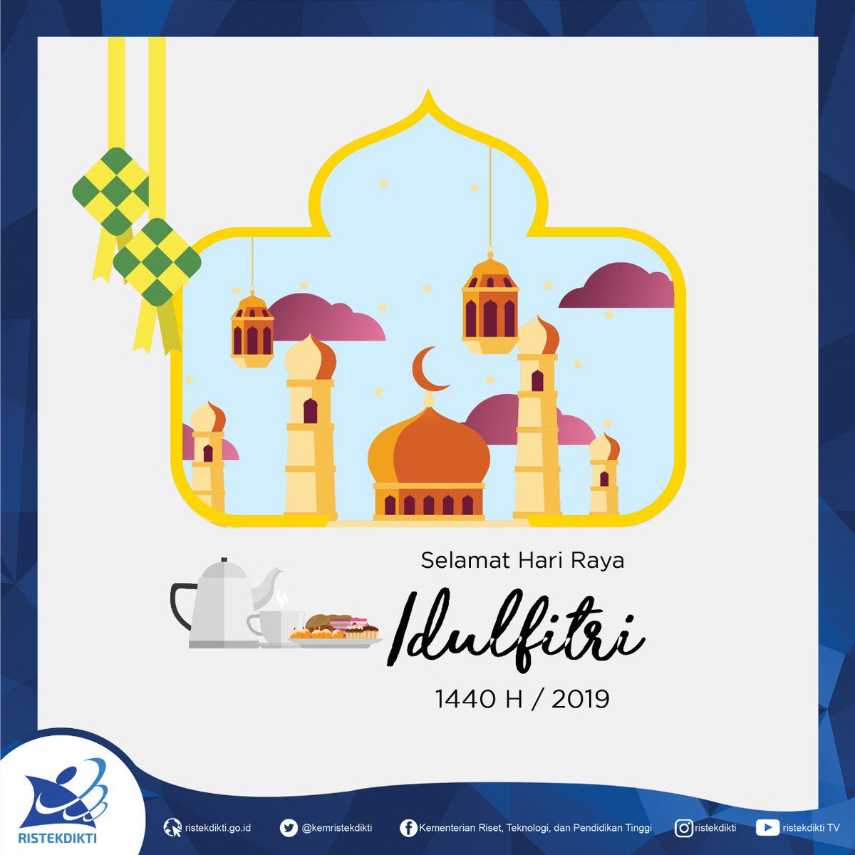 brin_indonesia's tweet photo. Hari Kemenangan telah tiba, mari kita bersihkan hati untuk saling berjabat tangan. 

Selamat Hari Raya #Idulfitri 1440 H, Mohon Maaf Lahir dan Batin. 

Jaga erat-erat tali silaturahmi di hari yg suci ini, selamat berkumpul dgn keluarga #SobatRistekdikti! https://t.co/xyQxqhxZWR