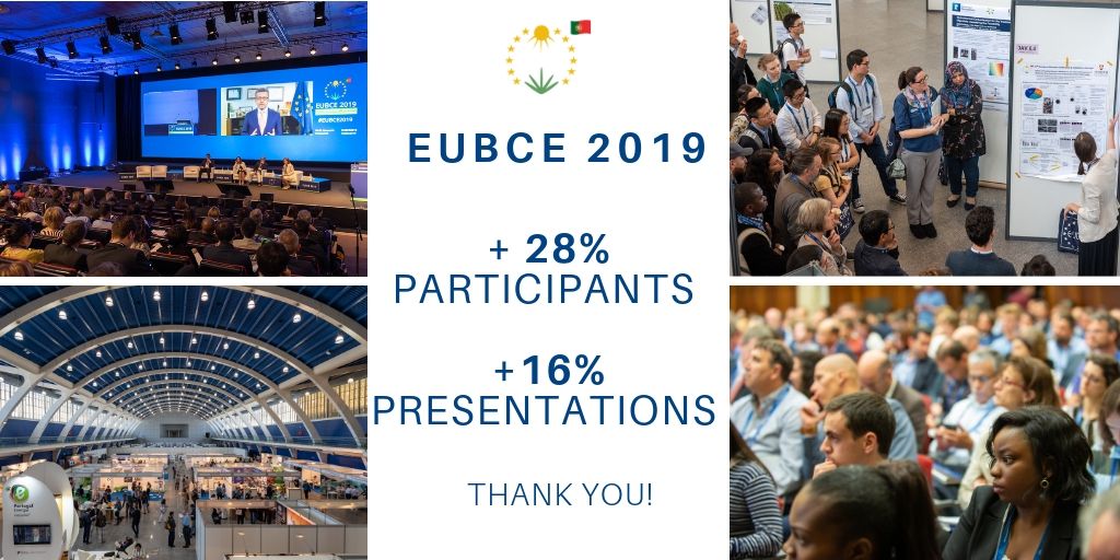 EUBCE's tweet photo. 🎉Really happy to share with you the important results reached by #EUBCE2019: +𝟐𝟖% 𝐩𝐚𝐫𝐭𝐢𝐜𝐢𝐩𝐚𝐧𝐭𝐬 &amp; +𝟏𝟔% 𝐩𝐫𝐞𝐬𝐞𝐧𝐭𝐚𝐭𝐢𝐨𝐧𝐬!
𝗧𝗛𝗔𝗡𝗞 𝗬𝗢𝗨 for your contributions and commitment! 
See you in #France next year to continue supporting #Biomass growth🌾 https://t.co/eTnFkoe70c