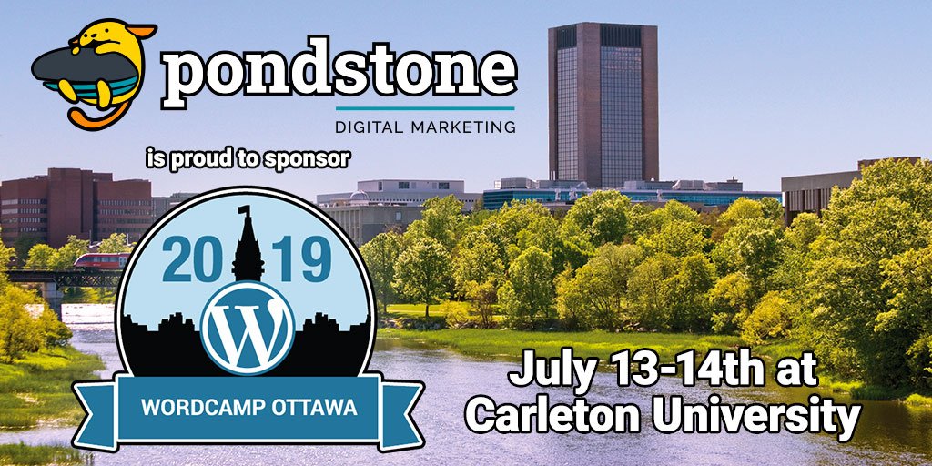 pondstone's tweet photo. We are proud to be a local sponsor of @wpottawa WordCamp Ottawa 2019. It’s a great local opportunity to learn all things WordPress. See you at WordCamp this July! 

https://t.co/2nWtXpItCi

#wcott #WordCamp #wordpress https://t.co/IvUYK7rkDB