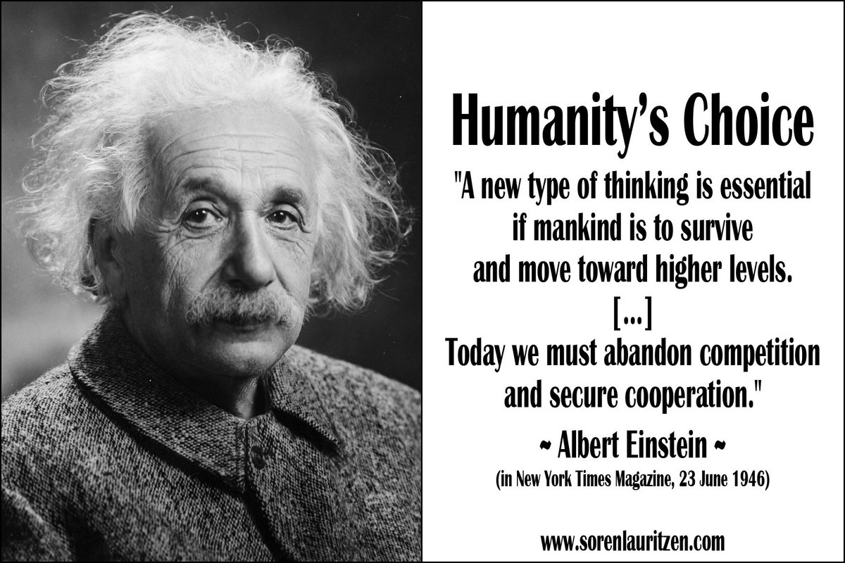 "A new type of thinking is essential if mankind is to survive and move toward higher levels. [...] Today we must abandon competition and secure cooperation."
~ Albert Einstein ~
#lifequotes #quotestoliveby #consciousness #quotes #awareness #quotation #choice #inspiring #quote