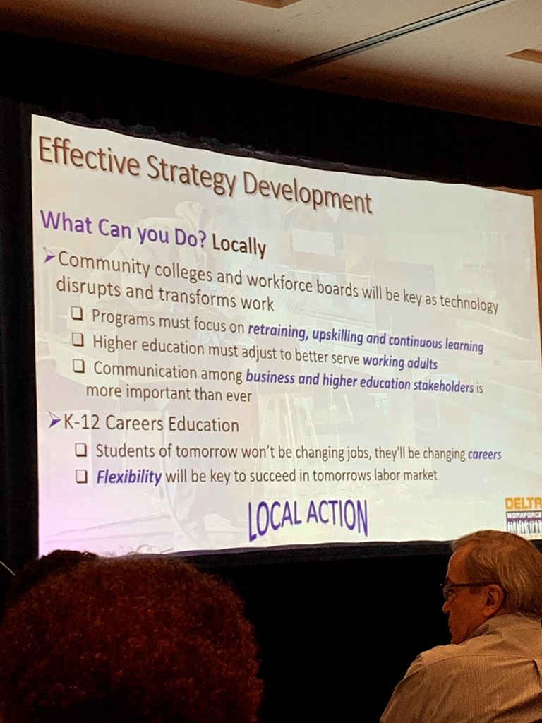 wdprof's tweet photo. #Comm_College and #workforceboards will be key technology innovators in your region ~ Jay Moon, CEcD, FM, HLM, Pres & CEO Mississippi Mfg Assoc. @DeltaRegional #dwp19 #workforcedevelopment @tpma_inc https://t.co/9cLZctsaxj
