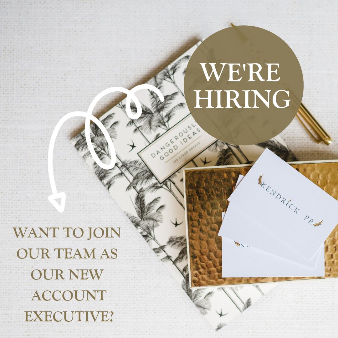 ✨ WE'RE HIRING! ✨We are looking for a passionate, enthusiastic Account Executive (full time), to join our award-winning team. Check out the link here bit.ly/2Wcutfd for more information, and please send your covering letter and CV to julia@kendrickpr.uk 💕 Please RT!