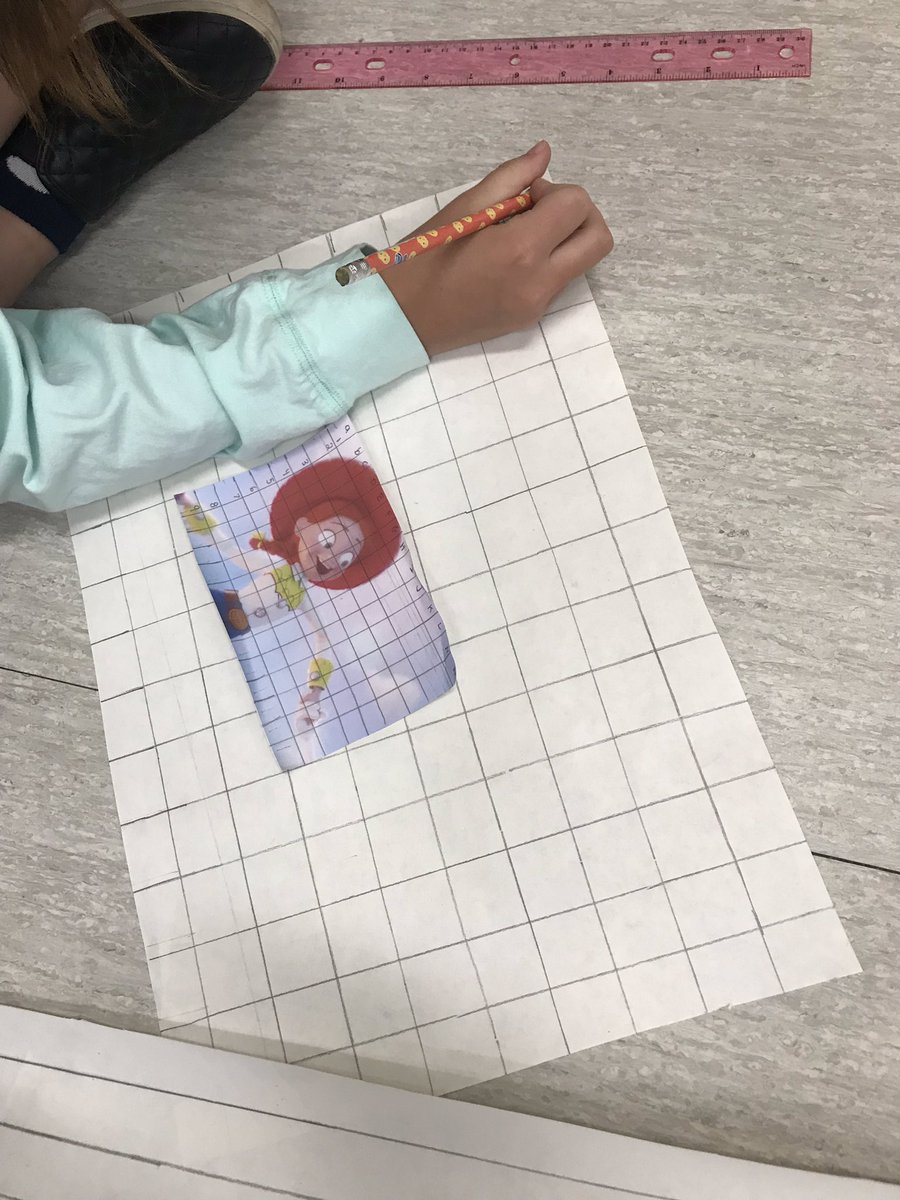 stephanielabuz's tweet photo. MYP Year 1 math students are working on scaling up and scaling down drawings of their favorite cartoon characters! #artinmath @EbingerSchool https://t.co/e4cajmNMF7