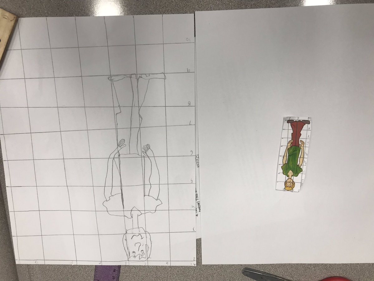 stephanielabuz's tweet photo. MYP Year 1 math students are working on scaling up and scaling down drawings of their favorite cartoon characters! #artinmath @EbingerSchool https://t.co/e4cajmNMF7