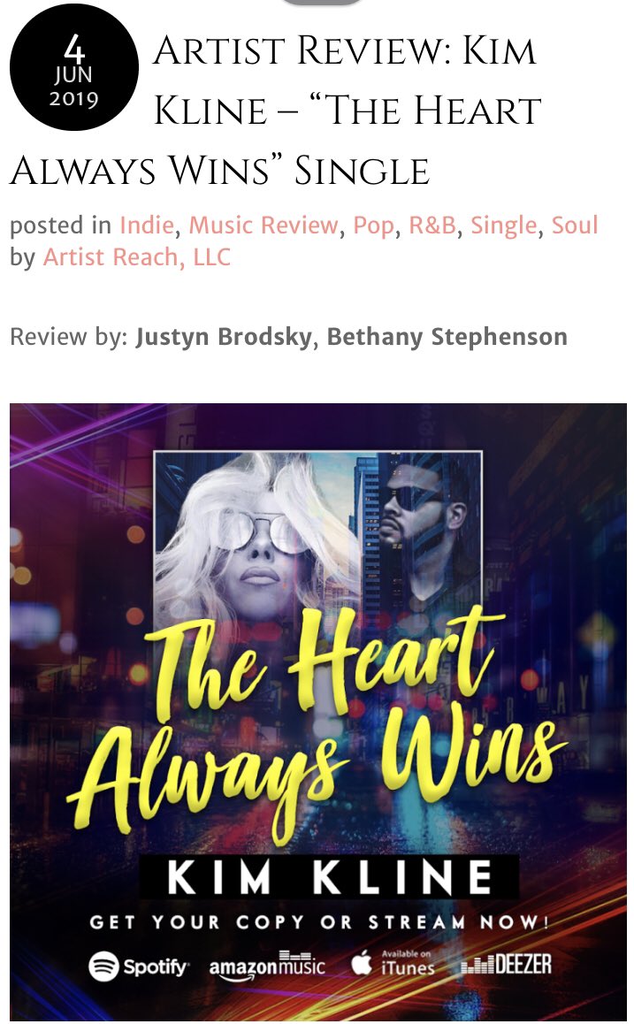 Kim Kline (@iamkimkline) on Twitter photo What an amazing write up on my latest single!! Thank you <a href="/JustynBrodsky/">Justyn Brodsky • ASCAP</a> and Artist Reach for the ❤️ artistreachofficial.com What an amazing write up on my latest single!! Thank you <a href="/JustynBrodsky/">Justyn Brodsky • ASCAP</a> and Artist Reach for the ❤️ artistreachofficial.com