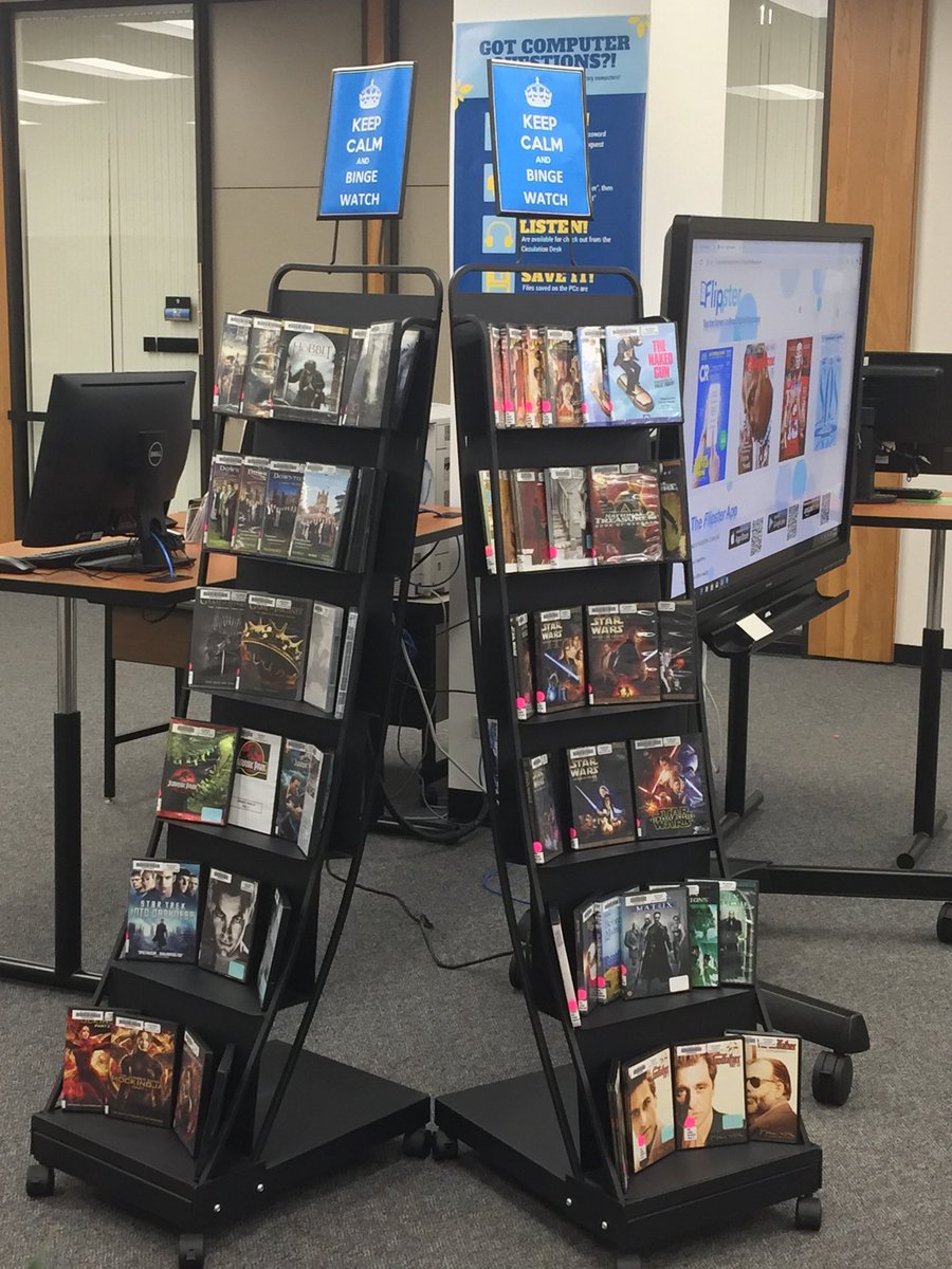 UHCLTheSignal's tweet photo. Looking for something to binge watch this summer? Well @UHCLlibrary has you covered! Browse the new display featuring shows and movie series to be checked out. #UHCL #SummerViewing 📺 https://t.co/mJ478rBZGT