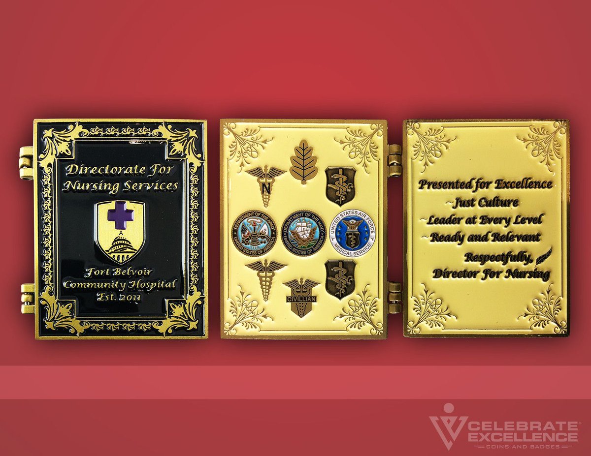 A heartfelt thanks to the Directorate For Nursing Services, over at the @belvoirhospital in Fort Belvoir! We're proud of our work on this very unique #ChallengeCoin.