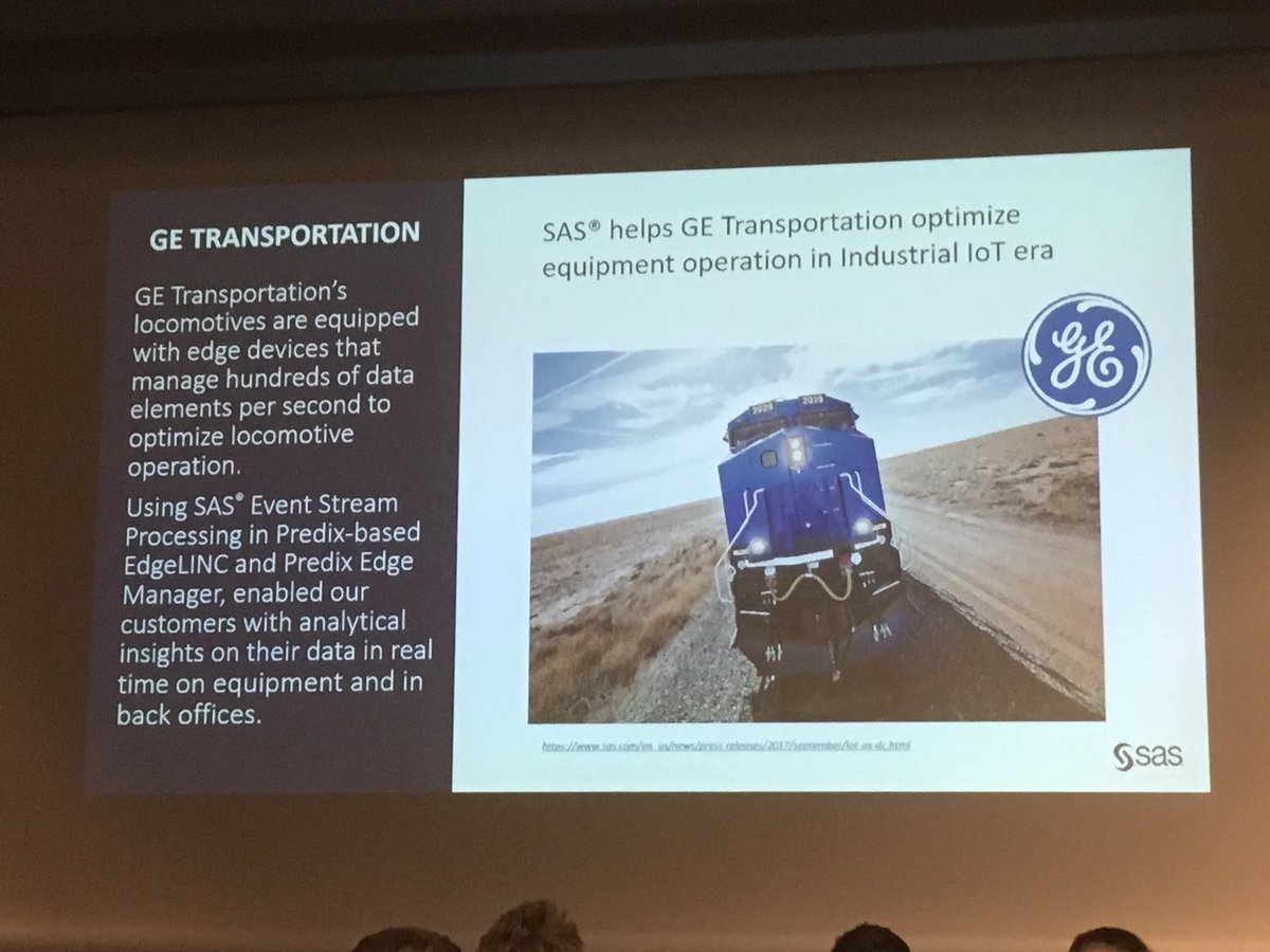 #SASFF2019 ⁦<a href="/SASFrance/">SAS France</a>⁩ helps GE Transportation to optimize equipment operation through #edge #analytics