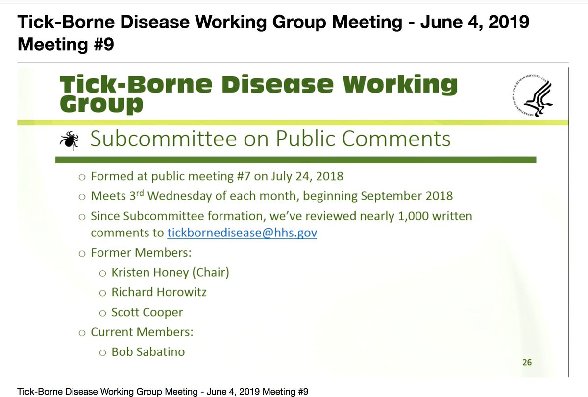 Lymenews's tweet photo. Bob Sabatino @LymeSociety Public Comment Subcommittee Presentation #TBDWG All total they reviewed over 15,000 sentenced from 1,000 emails. Key messages prior to TBDWG "Lyme disease and TBDs are not being addressed" since the report to congress comments have  been more positive. https://t.co/QTbfniT7s7