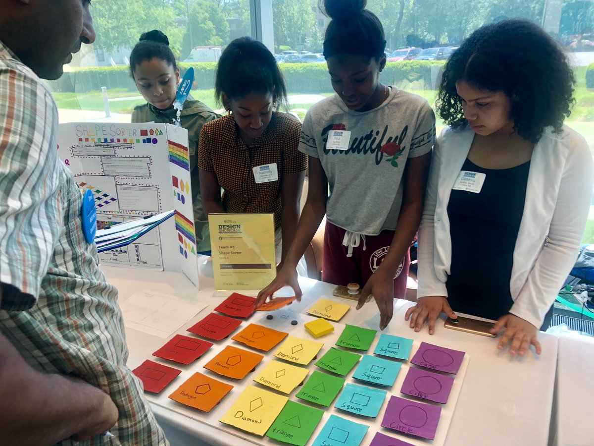 one8alhub's tweet photo. Students from @cmshappenings created this shape sorting toy designed for children with cerebral palsy in their @PLTWorg class, and are presenting it to industry professionals here @Merck today! #MSHShowcase #PLTWMA #STEM #appliedlearning https://t.co/FgxO05EHmV