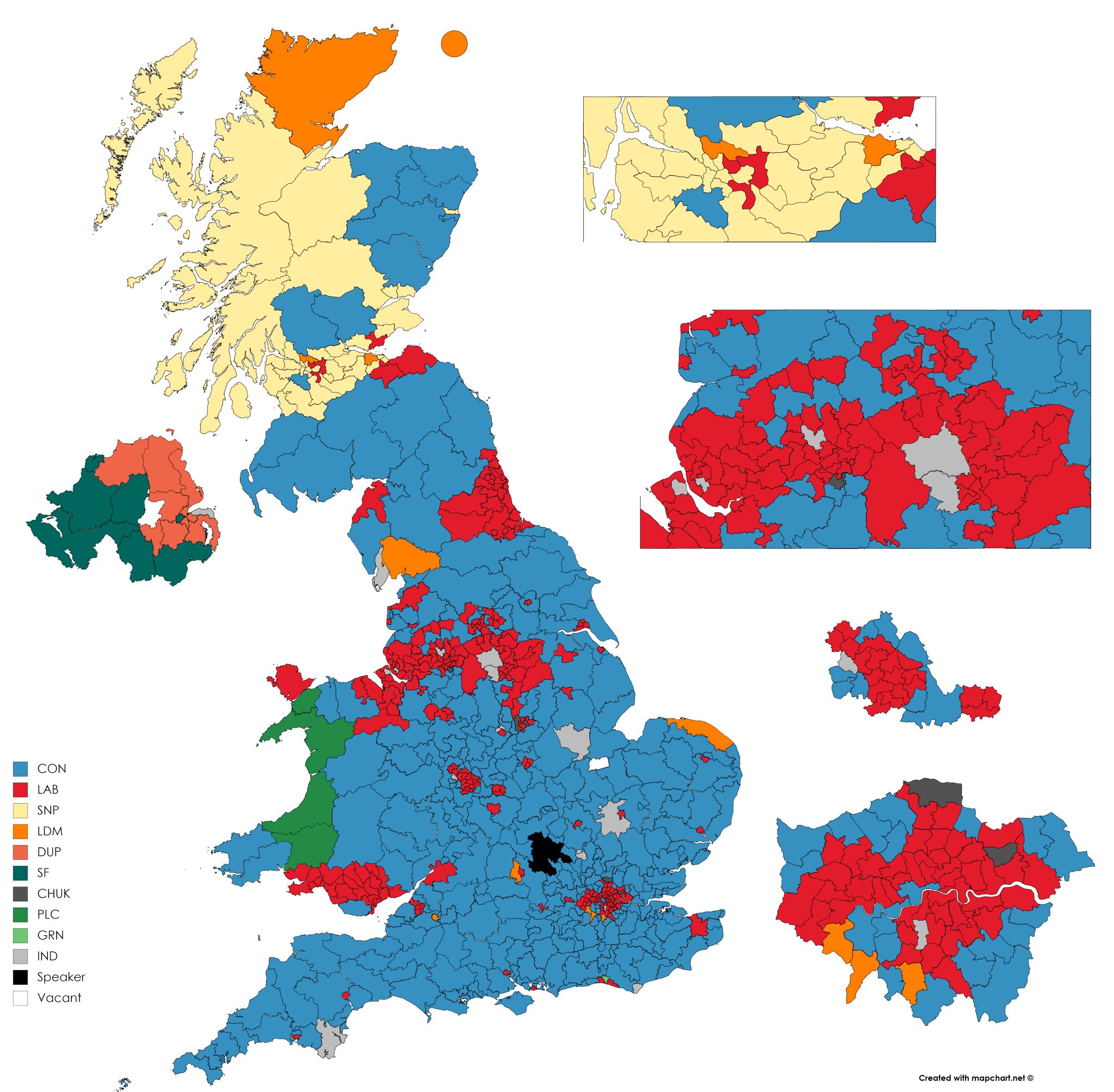 Election Maps UK on Twitter: "Updated UK House of Commons Map: CON: 313 ...