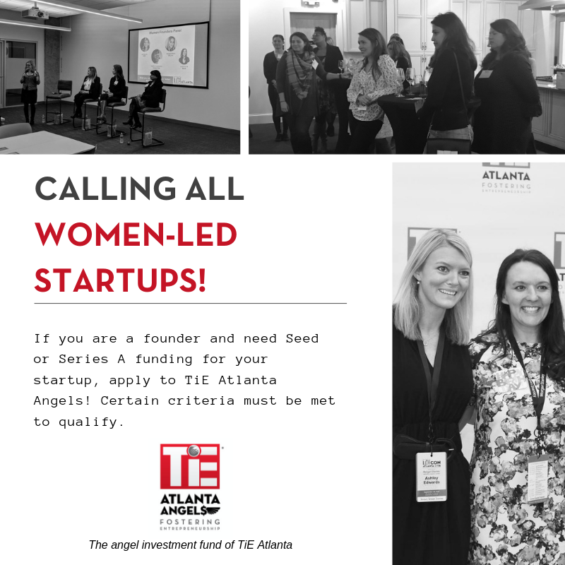 tieatlanta's tweet photo. Is your startup currently in #Seed or #SeriesA round of fundraising? If so, #TiEAtlantaAngels is looking for women-led startups who are seeking funding to apply to its #angelinvestment fund! To qualify, certain criteria must be met. For more & to apply: https://t.co/5XN16hhgFD https://t.co/Q7baVCfsKK