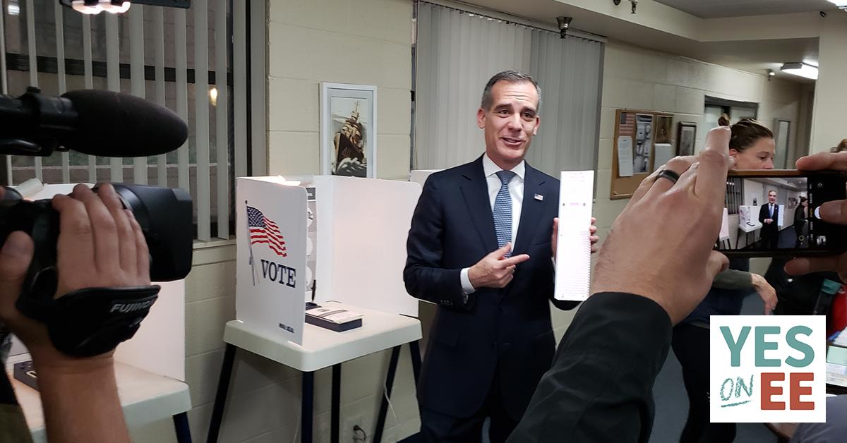 It's election day, LA!

Join Mayor Garcetti and vote YES on Measure EE! It lowers class sizes and is endorsed by the LA Times.