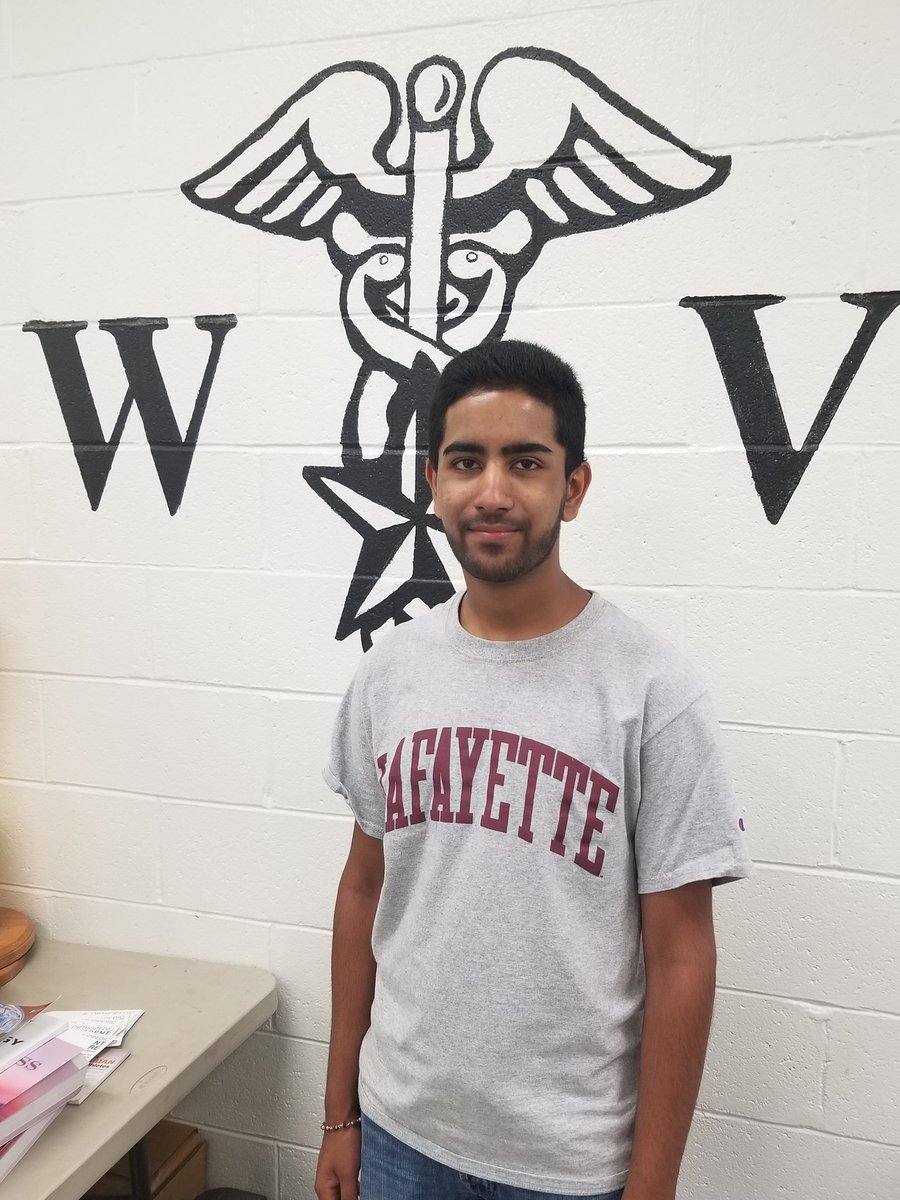 Congrats and good luck to Harshil Bhavsar for pursuing his goal of being a Medical Doctor at Lafayette College! #futureMD #biochem #lafayettecollege #wvrhshs