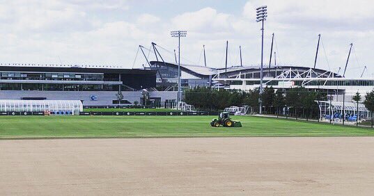 PremierPitches's tweet photo. Mad Season works at MCFC CFA complete with a Hero Carpet and Fibresand Renovation with a couple of SISGrass goalmouths thrown in!! Our thanks to all the Groundstaff and Security Staff for all their help during the last 2 Months #teamwork https://t.co/010L9lGr9n