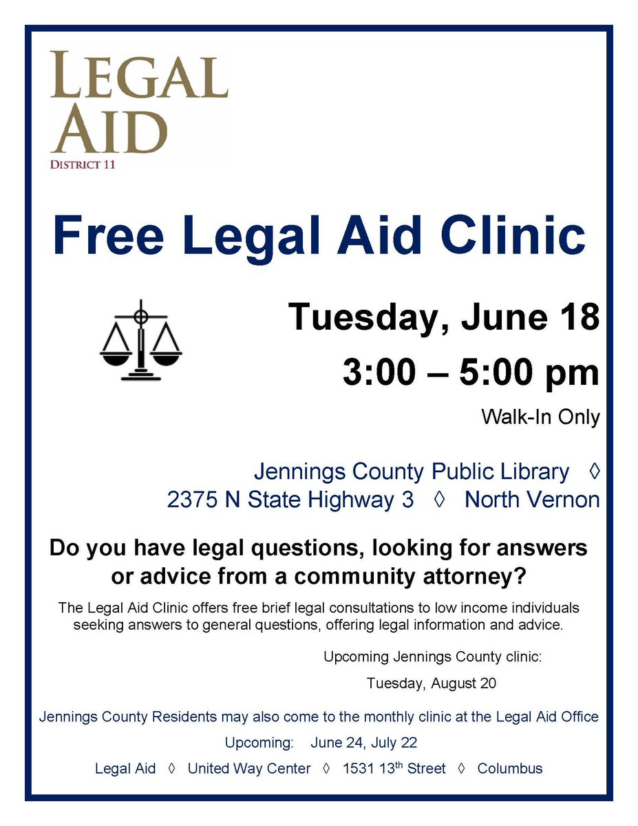 JCUnitedWay's tweet photo. Free Legal Aid Clinic https://t.co/vjg7fuHeAC