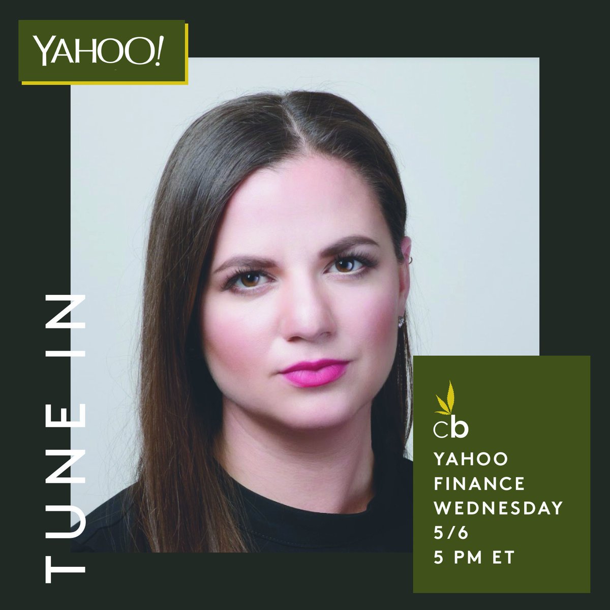 Cannabrandco's tweet photo. Check out Olivia Mannaix, Cannabrand's Founder and CEO, streaming live on @yahoofinance. Tune in tomorrow at 5pm EST on https://t.co/DrTTYsVyJN 👏 https://t.co/AZTRd9gyU9