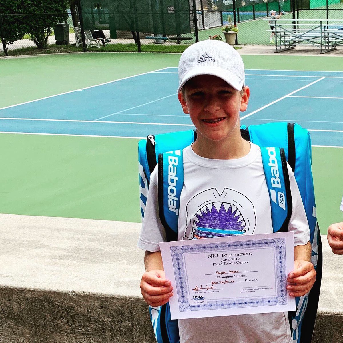 EliteTennisClub's tweet photo. Congratulations to Payton and Eddie Marrs! 

Payton is the Plaza Tennis Center NET B14’s Champion and Eddie is a B12’s Finalist 🏆🎾💙 https://t.co/gDll5RrC86