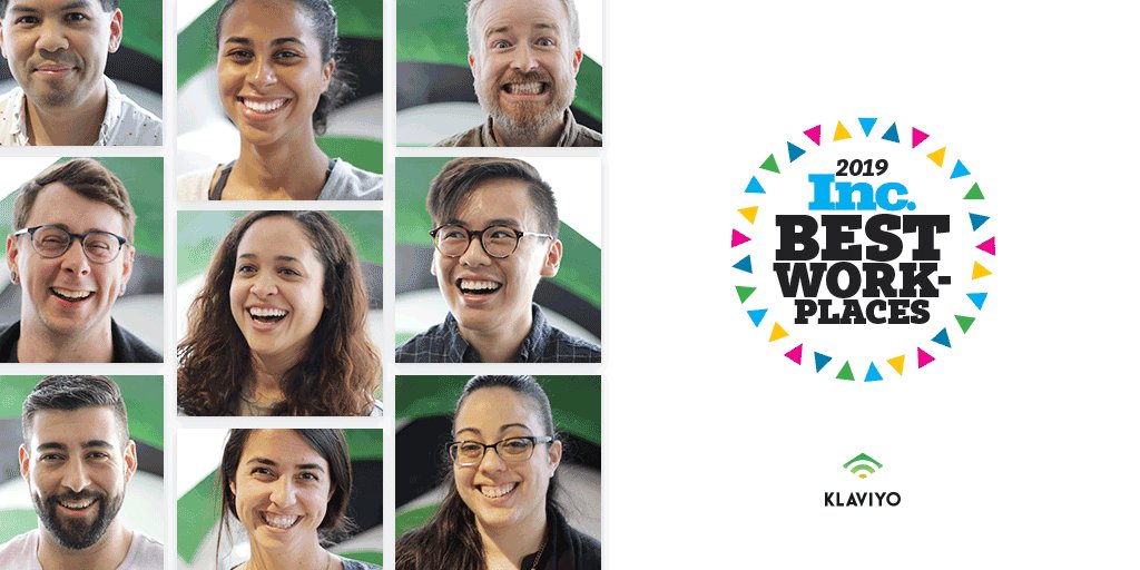 klaviyo's tweet image. @Inc just named Klaviyo one of the best places to work in the USA.

Thanks to the all the super amazing people that work here and our awesome customer community that inspire us daily! bit.ly/2W8GRwU